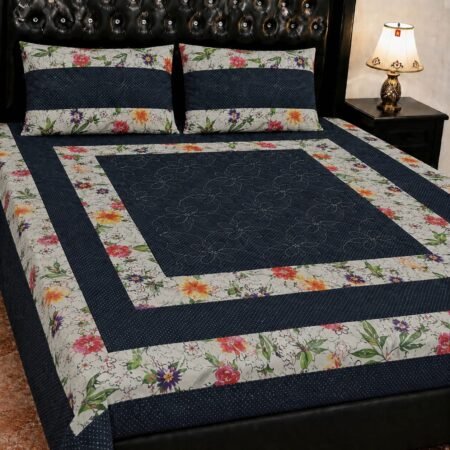 Printed Patchwork Embroidered Bed Sheet GN Design