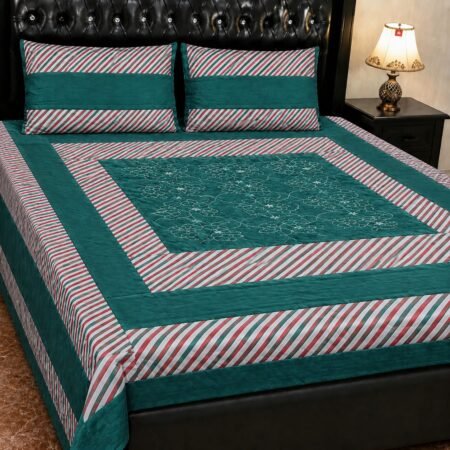 Printed Patchwork Embroidered Bed Sheet GN Design
