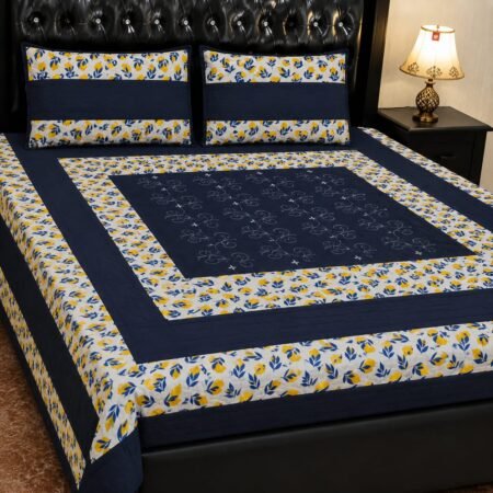 Printed Patchwork Embroidered Bed Sheet GN Design
