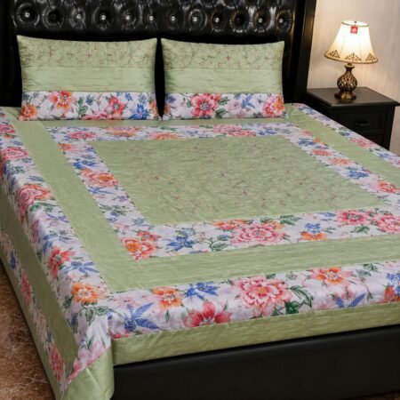 Printed Patchwork Embroidered Bed Sheet GN Design