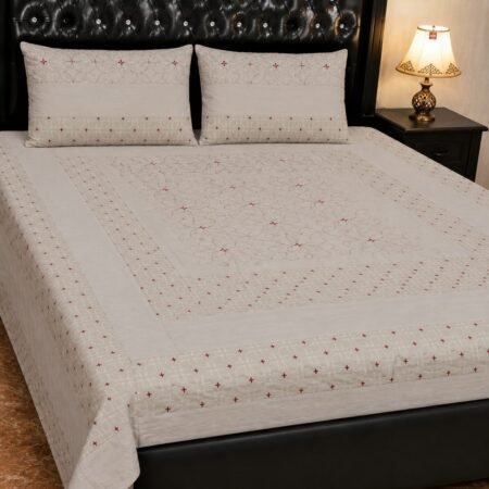 Printed Patchwork Embroidered Bed Sheet GN Design