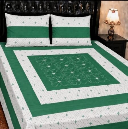 Printed Patchwork Embroidered Bed Sheet GN Design (17)