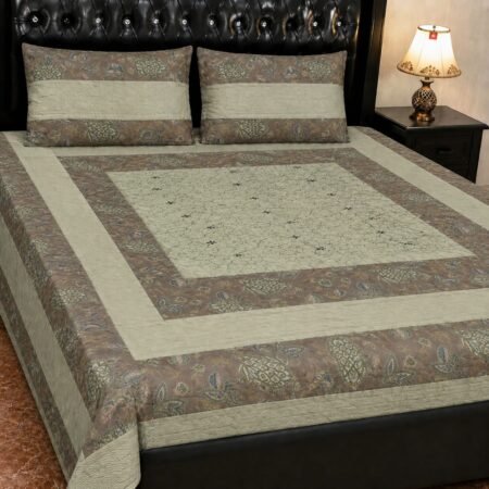 Printed Patchwork Embroidered Bed Sheet GN Design