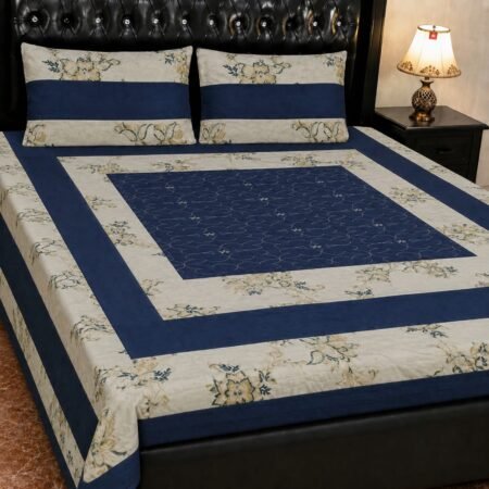 Printed Patchwork Embroidered Bed Sheet GN Design