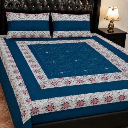 Printed Patchwork Embroidered Bed Sheet GN Design