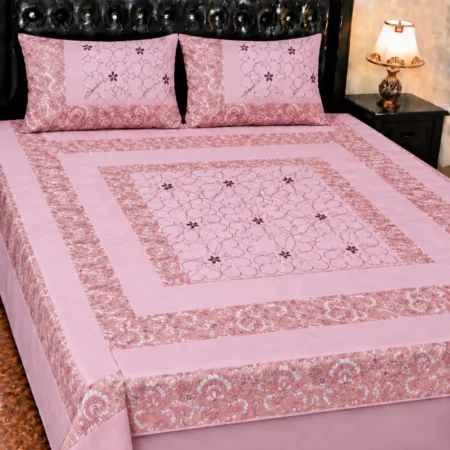 Printed Patchwork Embroidered Bed Sheet GN Design (20)