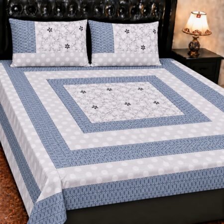 Printed Patchwork Embroidered Bed Sheet GN Design (22)