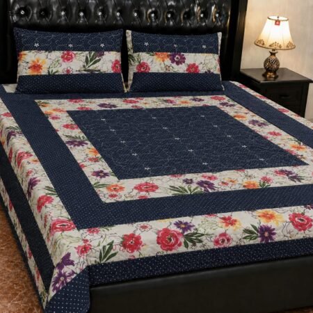 Printed Patchwork Embroidered Bed Sheet GN Design