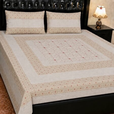 Printed Patchwork Embroidered Bed Sheet GN Design