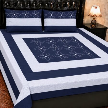 Printed Patchwork Embroidered Bed Sheet GN Design (25)