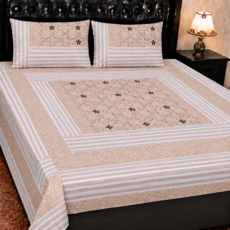 Printed Patchwork Embroidered Bed Sheet GN Design (29)