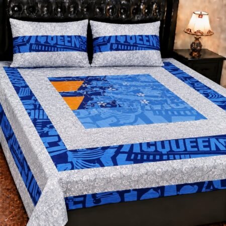 Printed Patchwork Embroidered Bed Sheet GN Design (4)