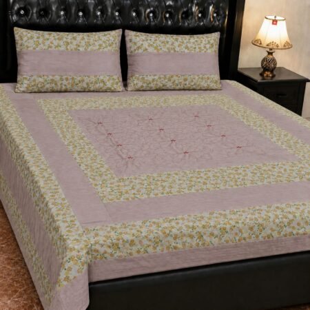 Printed Patchwork Embroidered Bed Sheet GN Design (13)