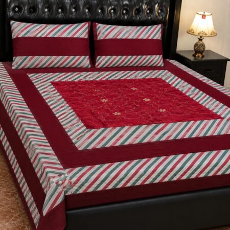 Printed Patchwork Embroidered Bed Sheet GN Design