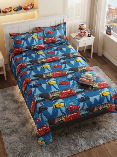 Racing Cars Print Cotton Bed Sheet