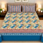 Blue Floral Printed Bed Sheet Set