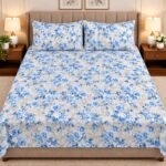 Blue Floral Rose Printed Bed Sheet Set