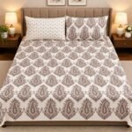 Elegant Brown Paisley Printed Bed Sheet Set