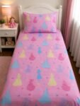 Kids Princess Printed Bed Sheet Set – Pink Fairy Tale Design
