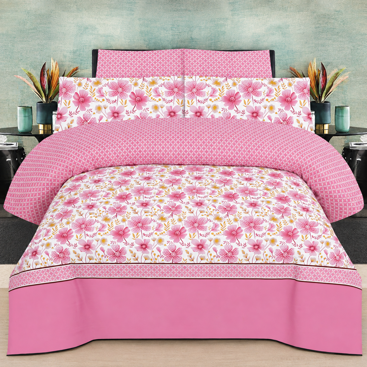 Pink Floral Dream Printed Bed Sheet Set Pink Floral Dream Printed Bed Sheet Set