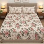 Pink Floral Printed Bed Sheet Set