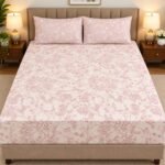 Premium Blush Floral Printed Bed Sheet Set