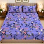 Purple Floral Printed Bed Sheet Set