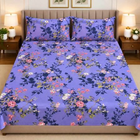 Purple Floral Printed Bed Sheet Set