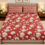 Red Floral Printed Bed Sheet Set
