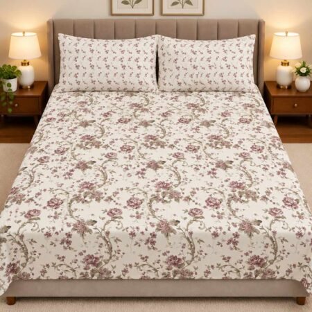 Vintage Floral Printed Bed Sheet Set
