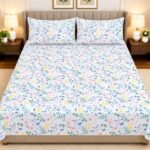 White Floral Printed Bed Sheet Set