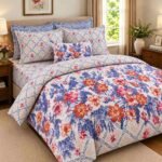 Blue Coral Floral Printed Bedsheet