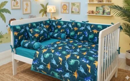 Blue Dinosaur Cot Bedding Set