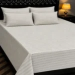 Classic Beige & White Striped Bedsheet – Elegant Minimalist Design
