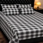 Classic Black & White Checkered Printed Bedsheet