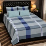 Classic Blue & Grey Checkered Printed Bedsheet