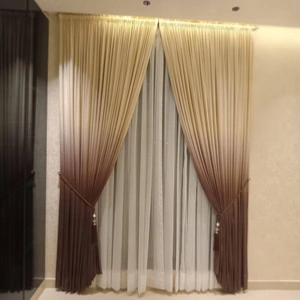 Elegant Cream & Chocolate Brown Ombre Layered Curtains Elegant Cream & Chocolate Brown Ombre Layered Curtains