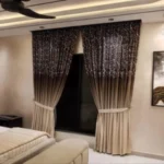 Elegant Dark Brown & Beige Floral Embroidered Ombre Curtains