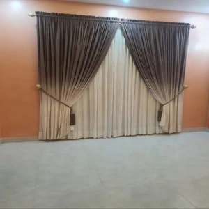 Elegant Grey & Cream Ombre Layered Fancy Curtains Elegant Grey & Cream Ombre Layered Fancy Curtains