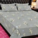 Elegant Grey & Pastel Wildflower Floral Printed Bedsheet