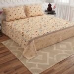 Golden Petals – Premium 3-Piece King Bed Sheet Set