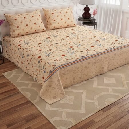 Golden Petals – Premium 3-Piece King Bed Sheet Set