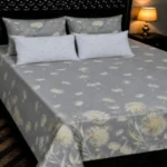 Grey Dandelion Floral Printed Bedsheet