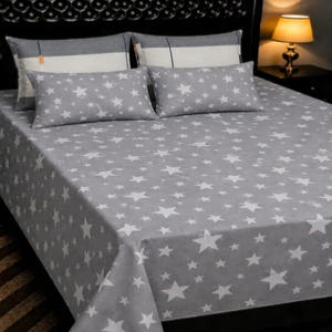 Grey & White Star Printed Bedsheet