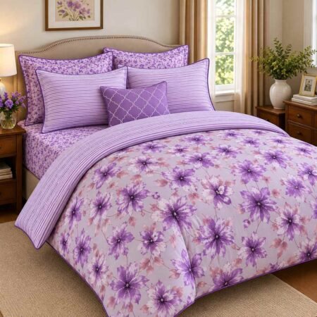 Lavender Bloom Printed Bedsheet