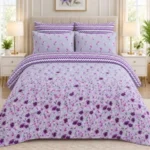Lavender Blossom Floral Bedsheet – Purple Chevron Design