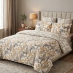 Modern Floral & Tree Pattern Printed Double Bed Sheet
