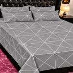 Modern Grey & White Geometric Line Printed Bedsheet