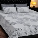 Modern Grey & White Polka Dot Printed Bedsheet