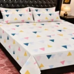 Pastel Multicolor Geometric Triangle Printed Bedsheet
